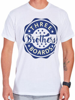 Three Brothers Boards White Bottle Cap Logo