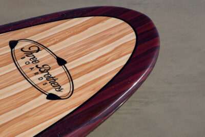 three brothers boards wood paddle boards retro nose detail